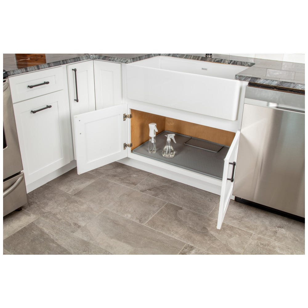 Under Sink Mat for 36" Northpoint Cabinets in black color, durable material designed for kitchen and bathroom organization