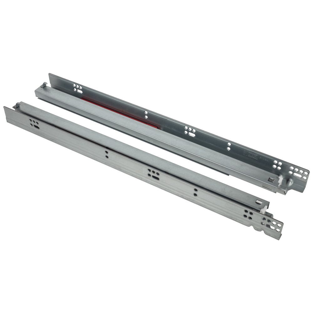 24" HRMAX Heavy Duty EZ Open Soft-Close Undermount Slides in silver finish, designed for 120 lb capacity