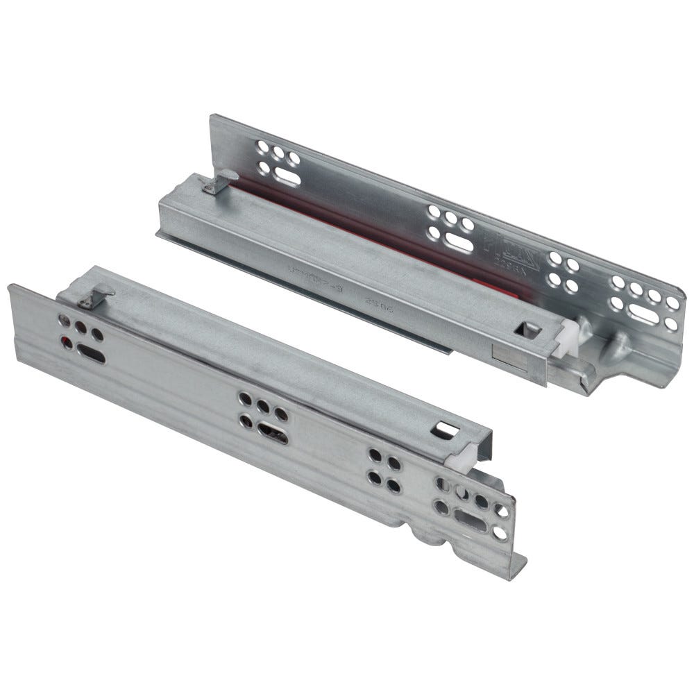 9" HRMAX Heavy Duty EZ Open Soft-Close Undermount Slides in silver finish, suitable for heavy-duty applications