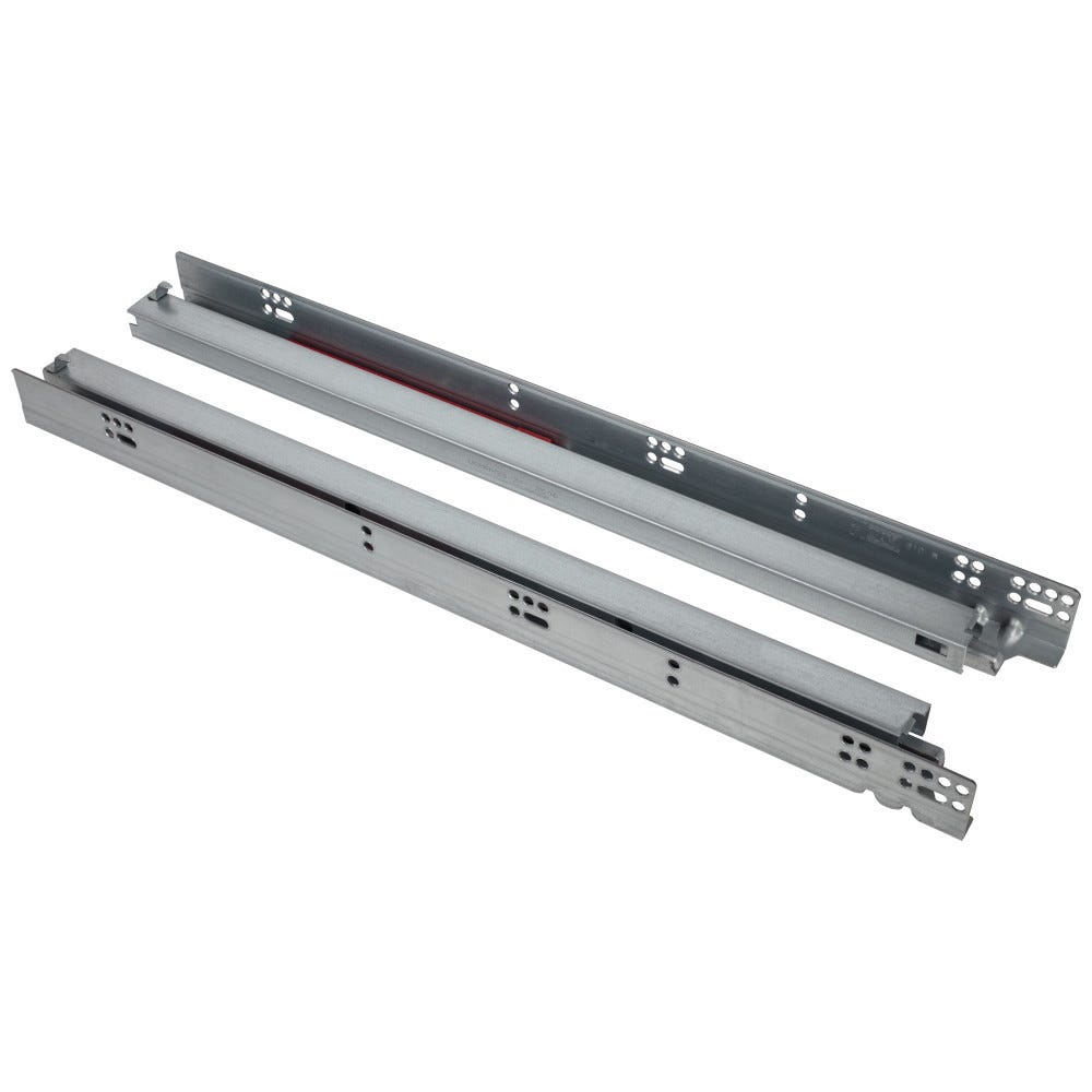 24" HRMAX Heavy Duty Soft-Close Undermount Slides in silver finish, designed for smooth drawer operation