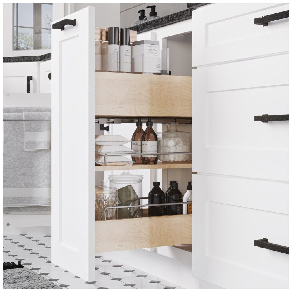 4 Compartment Divided Acrylic Tray for Vanity Pullout, clear acrylic, designed to fit VBPO-8SC