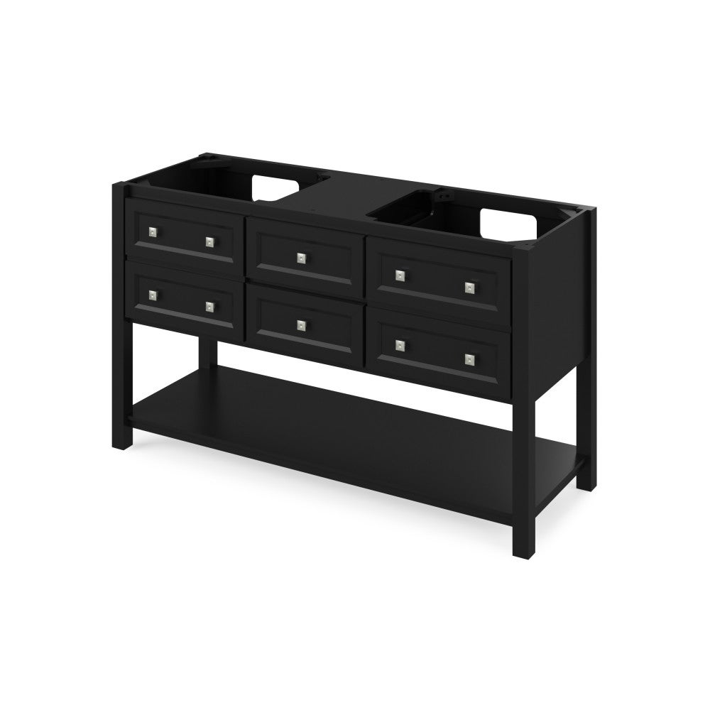 60" X 21-1/2" X 35" Adler Double Vanity Base *2nd Gen*, Finish: Black