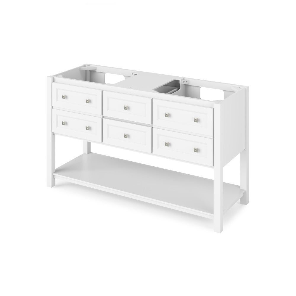 60" X 21-1/2" X 35" Adler Double Vanity Base *2nd Gen*, Finish: White