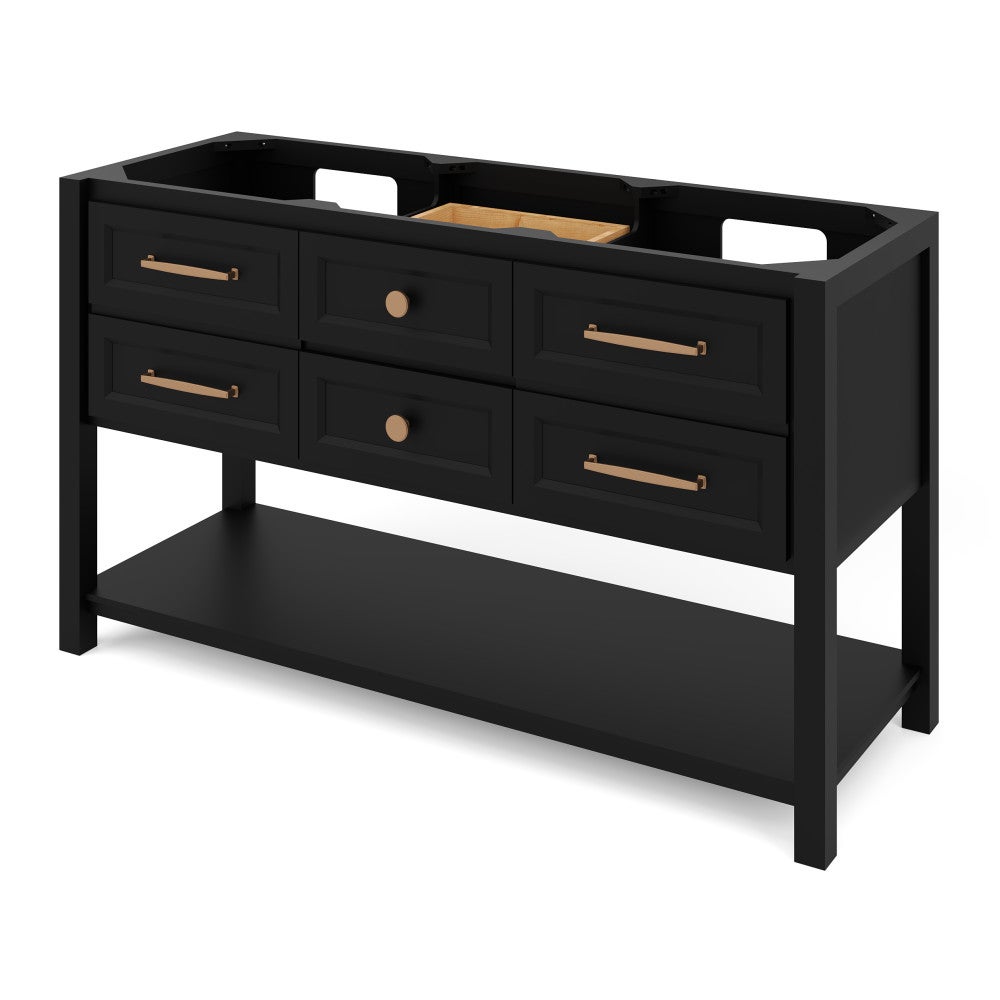 60" X 21-1/2" X 35" Kipling Double Vanity Base *2nd Gen*, Finish: Black