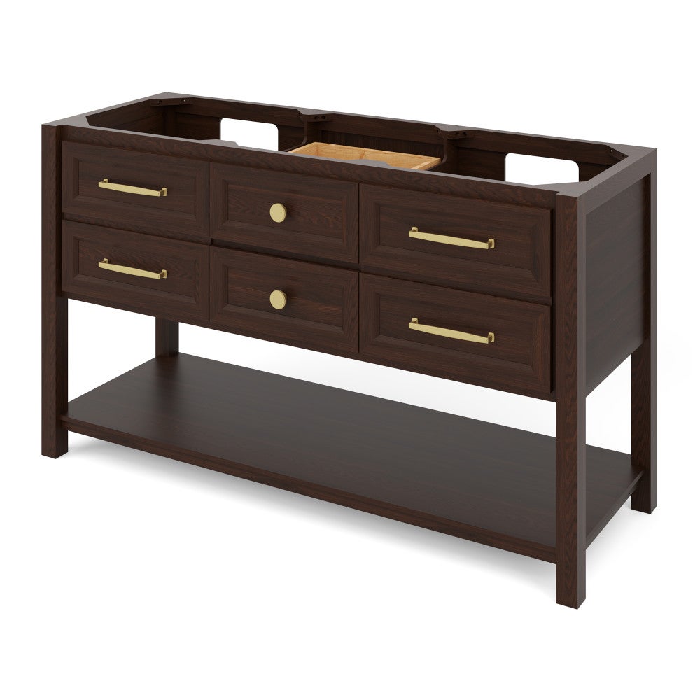 60" X 21-1/2" X 35" Kipling Double Vanity Base *2nd Gen*, Finish: Dark Walnut