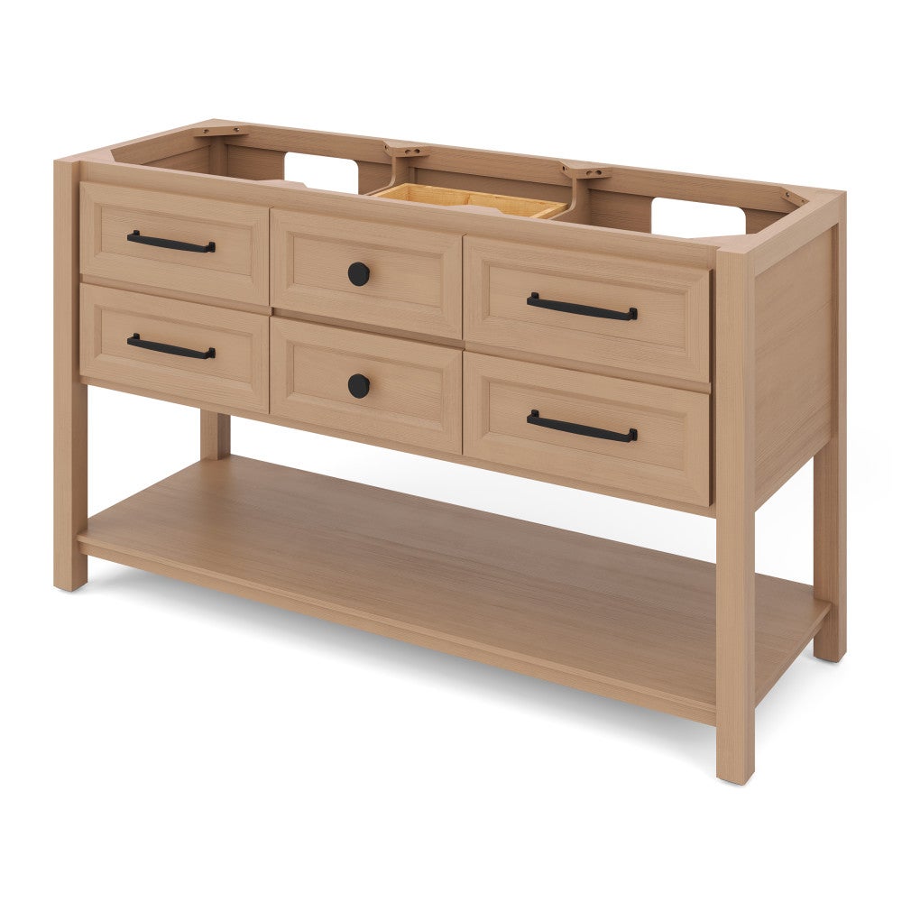 60" X 21-1/2" X 35" Kipling Double Vanity Base *2nd Gen*, Finish: Natural Oak