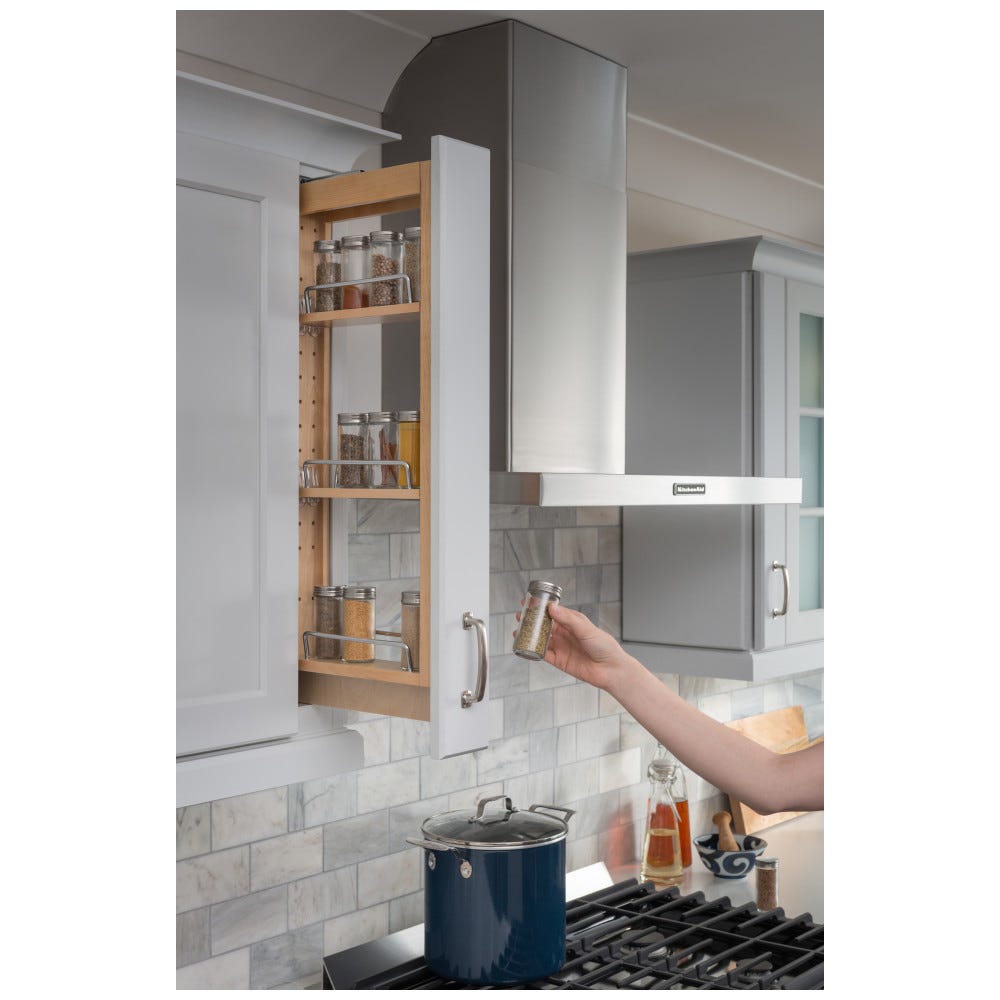 6" x 11-1/8" x 36" Wall Cabinet Filler Pullout in a modern finish, perfect for kitchen organization