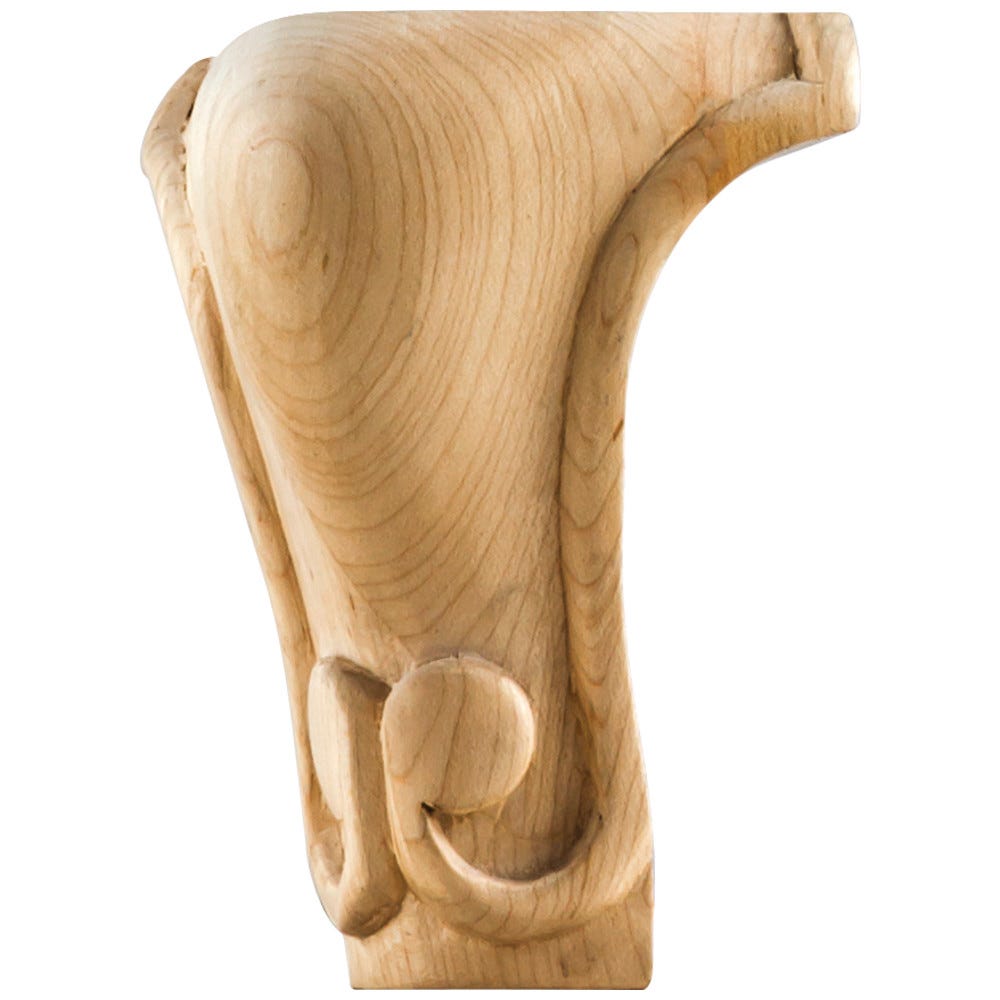 Carved Queen Anne Leg in Oak finish, 3-1/2" x 3-1/2" x 5", made from high-quality wood