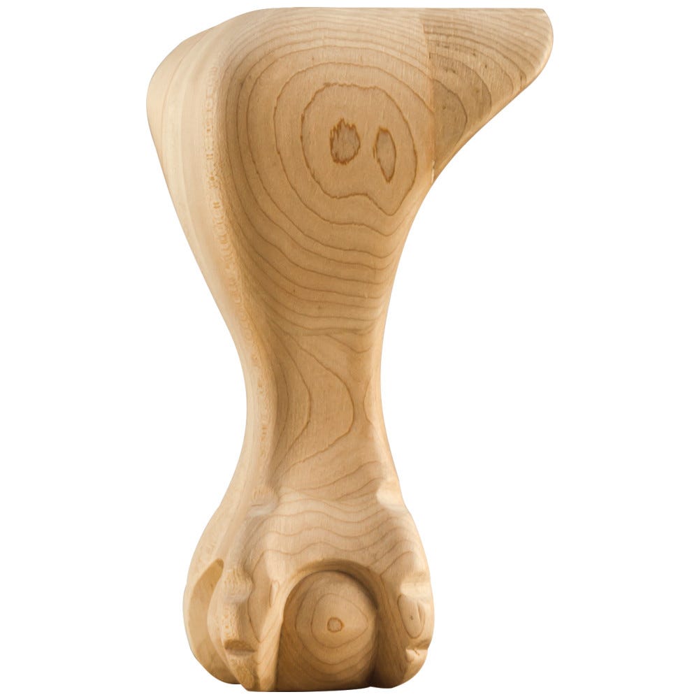 Ball & Claw Leg 4-1/2" x 4-1/2" x 8" in oak finish, carved wood material