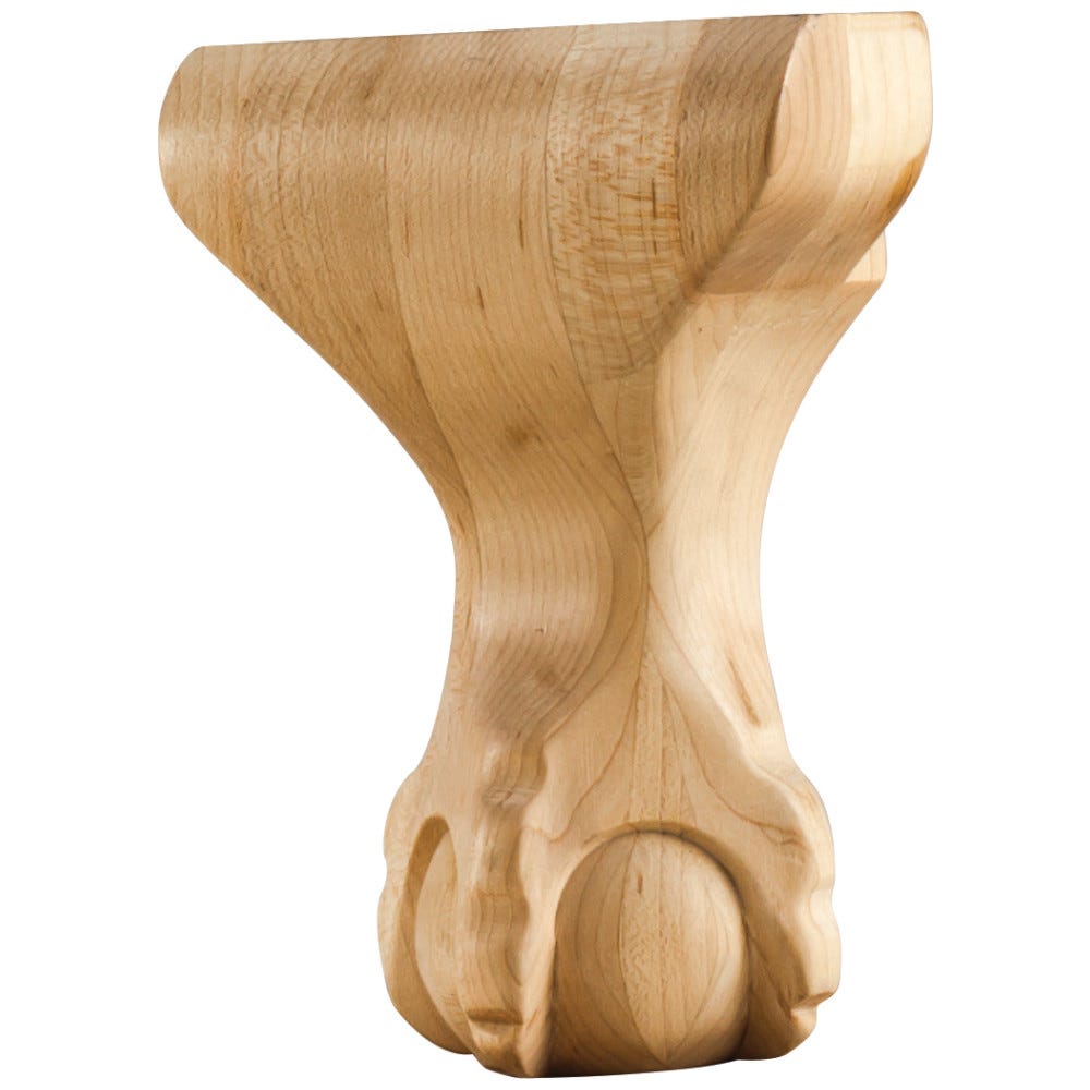 6" Center Ball & Claw Leg in Cherry finish, 4-1/4" X 2-3/4" X 6" made of Cherry wood