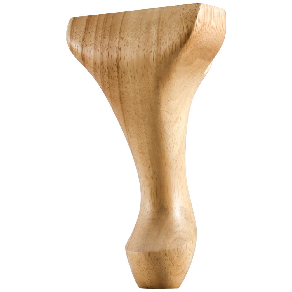 8" Center Queen Anne Leg in Cherry finish, Carved Wood, 4-5/8" x 2-3/4" x 8"